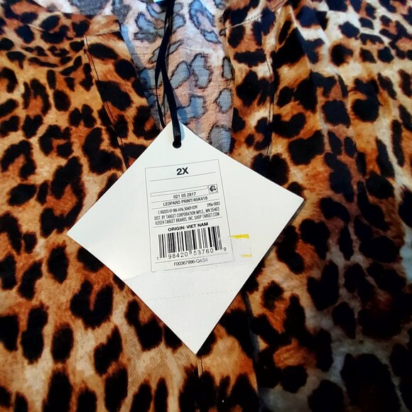 Ava & Viv Womens Leopard Print Top 2X Polyester Blend V-neckline Animal Print - Picture 3 of 10